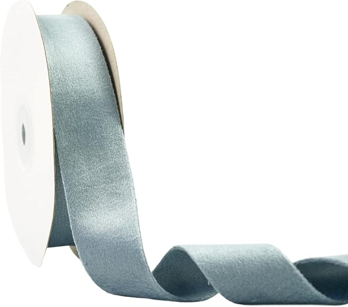 Dusty Blue Double Faced Velvet Ribbon 1 Inch, 10 Yards Velvet Craft Ribbons for Christmas Wreath ... | Amazon (US)
