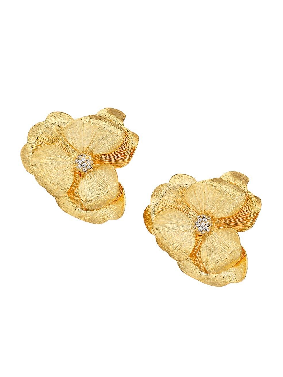 22K Goldplated Crystal Flower Clip-On Earrings | Saks Fifth Avenue