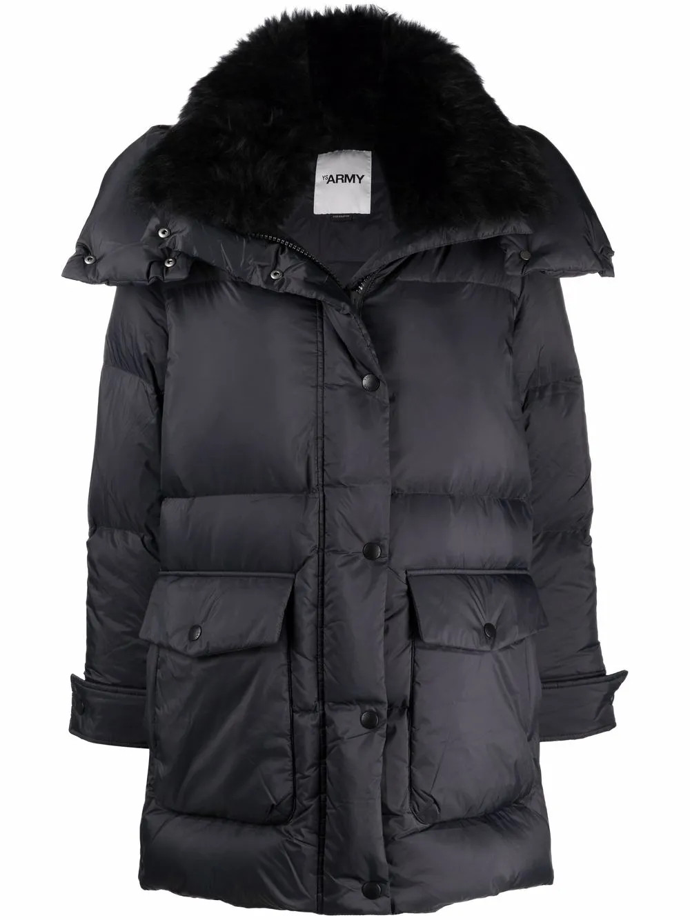 Yves Salomon lambswool-trim Hooded Down Jacket - Farfetch | Farfetch Global
