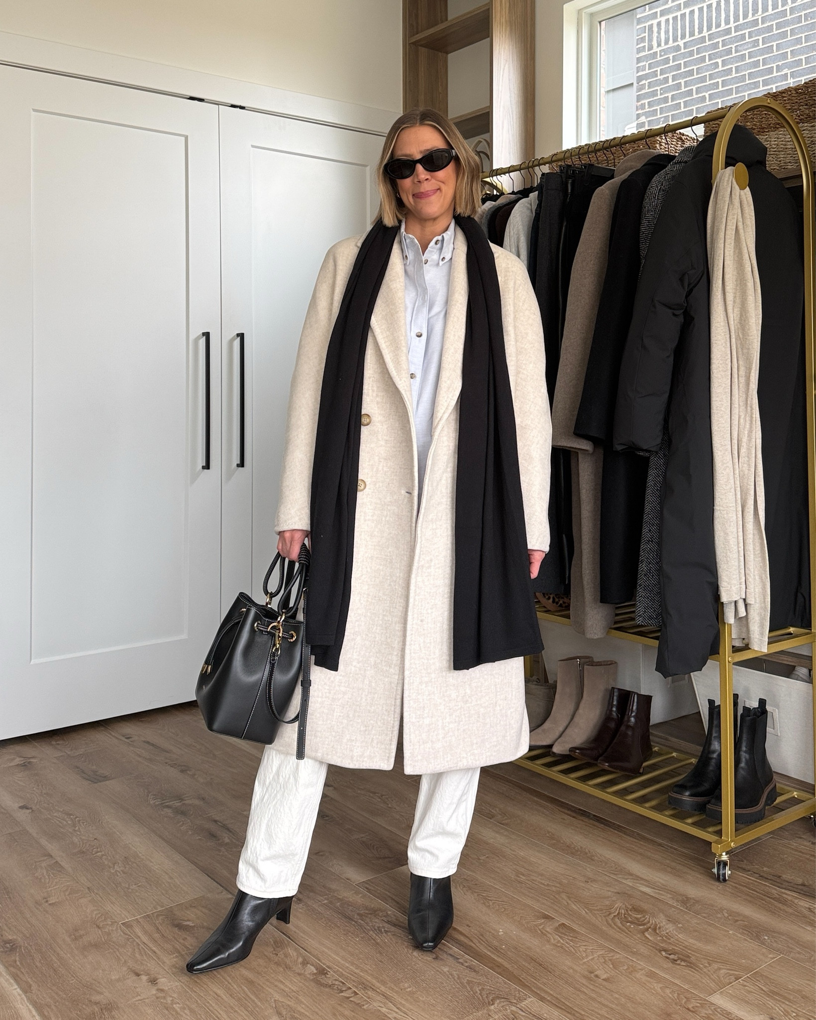 Wearing small button-up shirt, 26/regular jeans, XS wool coat, boots tts 

#LTKOver40 #LTKFindsUnder100 #LTKStyleTip