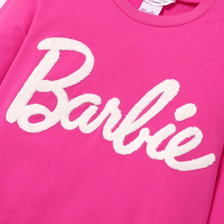 Barbie Pink Letter Iron Long-sleeve Cotton Sweatshirt for Women, XX-Large | Walmart (US)