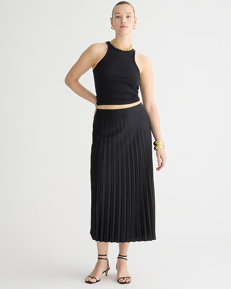 Pleated pull-on midi skirt | J. Crew US