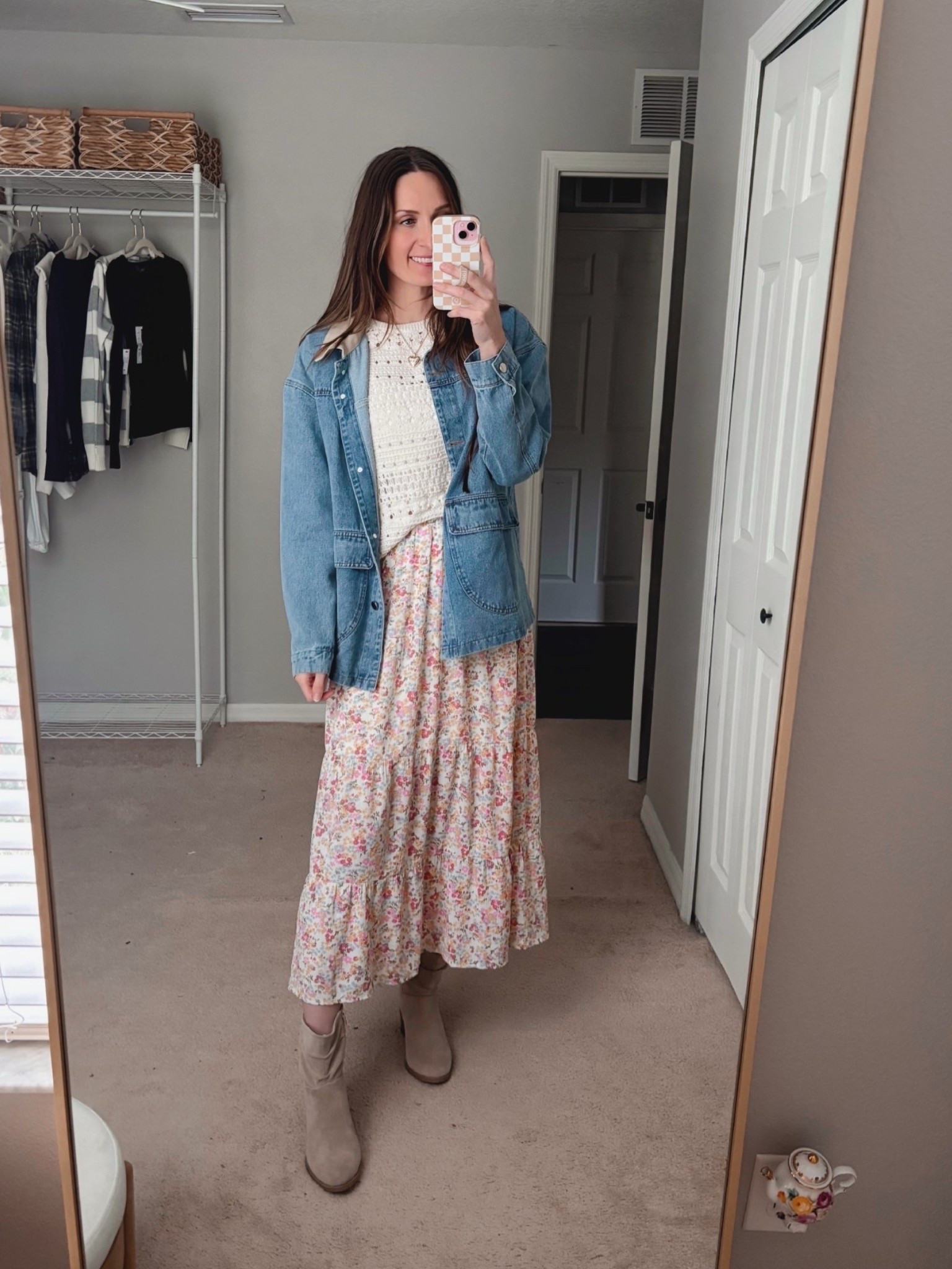 I LOVEEE the print on this new Walmart skirt!! 😍🌸it’s so perfect!! And so are the cut little bows on the sides! I’m soo here for it all the girly fashion finds Walmart is putting out! 
**
Skirt: xs, fits tts
Denim barn jacket: m, fits tts but I sized up one!

#walmartfashion #walmartfinds #modestfashion #walmartshopping #newatwalmart @walmart @walmartstyle 

#LTKootd #LTKTall #LTKOver40
