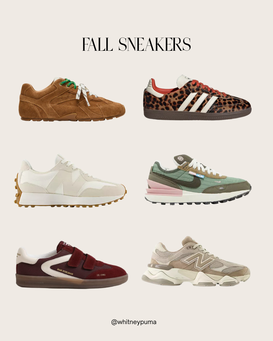 Fall sneaker lineup = officially set 👟✨ Rounding up my favorite sneakers from New Balance, Adidas, Nike, and Steve Madden, all perfect for casual looks, workouts, or cozy coffee runs. Style meets comfort this season! 

 #LTKFallSale #LTKSeasonal #LTKOver40
