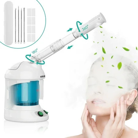 Berlaney Nano Ionic Face Steamer with 360° Rotating Arm, 2.91 lbs, Portable Facial Steamer for Personal Care at Home or Salon | Walmart (US)