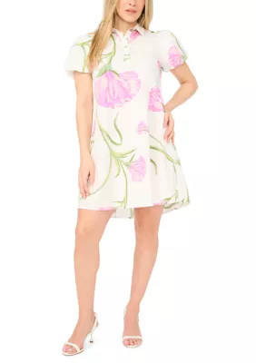 MSK Women's Petite Button Collar Shirtdress, Ivory, PXL | Belk