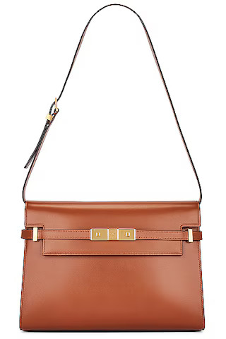 Saint Laurent Medium Manhattan Shoulder Bag in Brick & Dark Ebony | FWRD | FWRD 