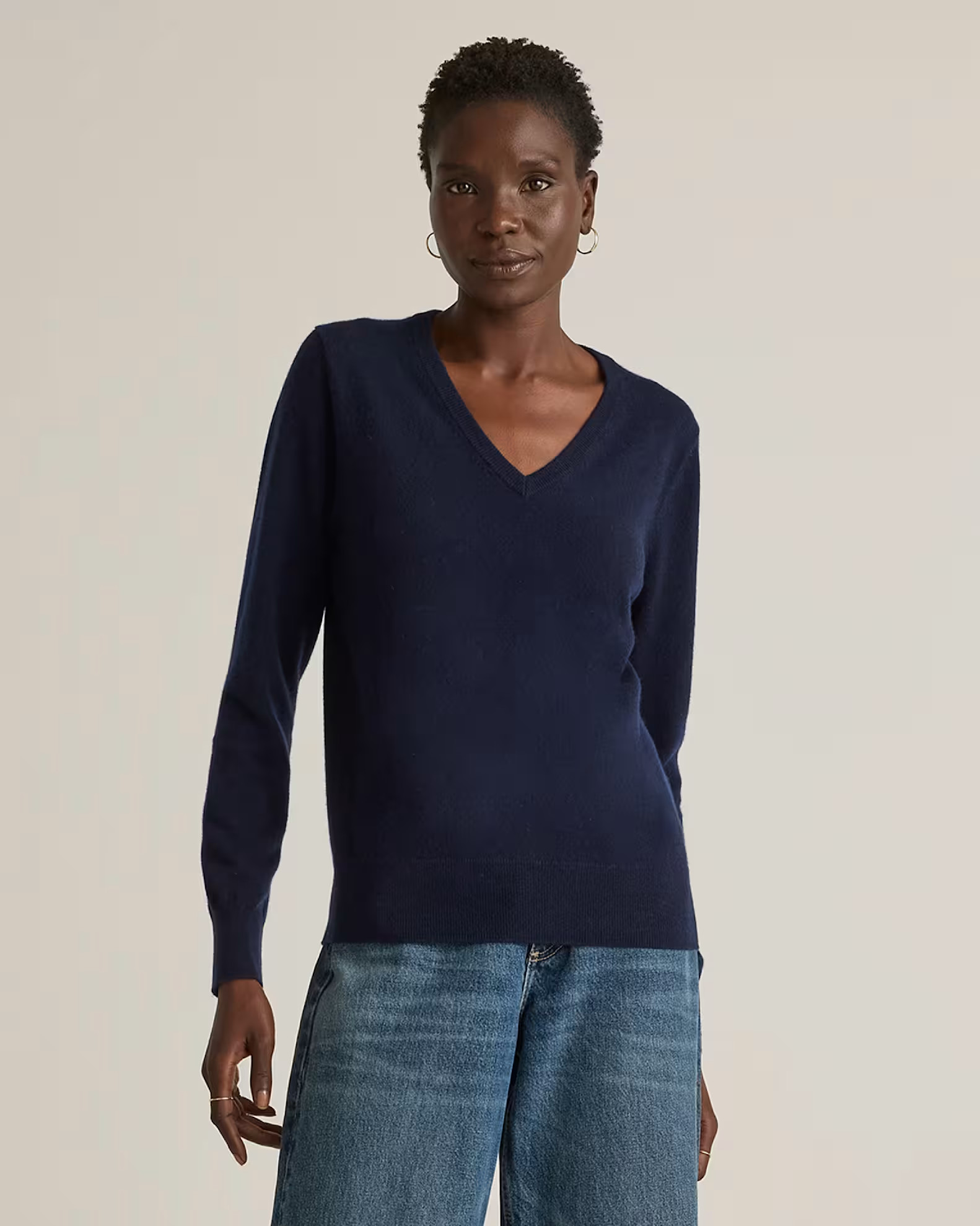 The Cashmere V-Neck Sweater | Quince in True Navy | Quince