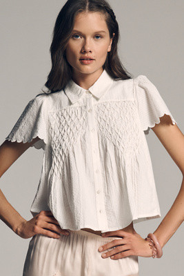 Maeve Cotton Scalloped Swing Top | Anthropologie (US)
