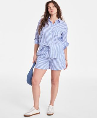 On 34th Women's Striped Shirt & Striped Shorts, Exclusively at Macy's - Macy's | Macy's