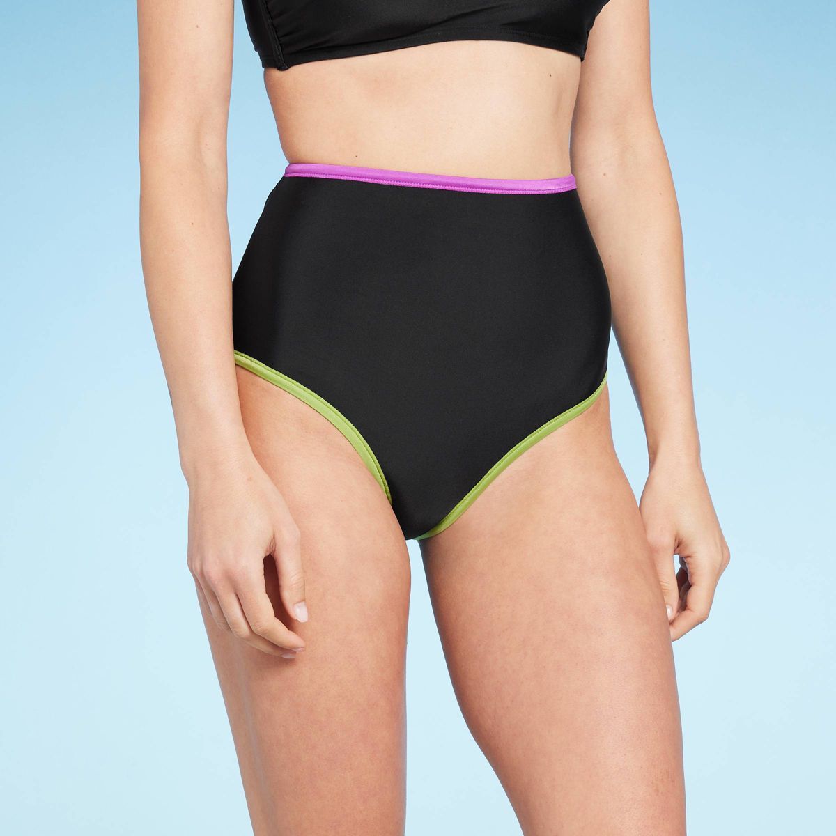 Women's Contrast Binding High Waist Bikini Bottom - Shade & Shore™ | Target