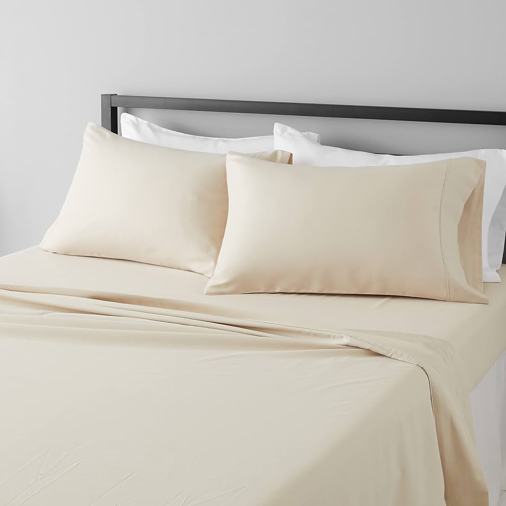 Amazon Basics Lightweight, Wrinkle-Free, Breathable Microfiber 4 Piece Bed Sheet Set with 14-Inch... | Amazon (US)