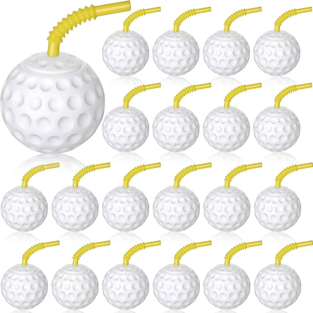 Golf Ball Cups with Lid and Straw 14 oz Golf Party Decorations Plastic Golf Party Favors Shaped G... | Amazon (US)