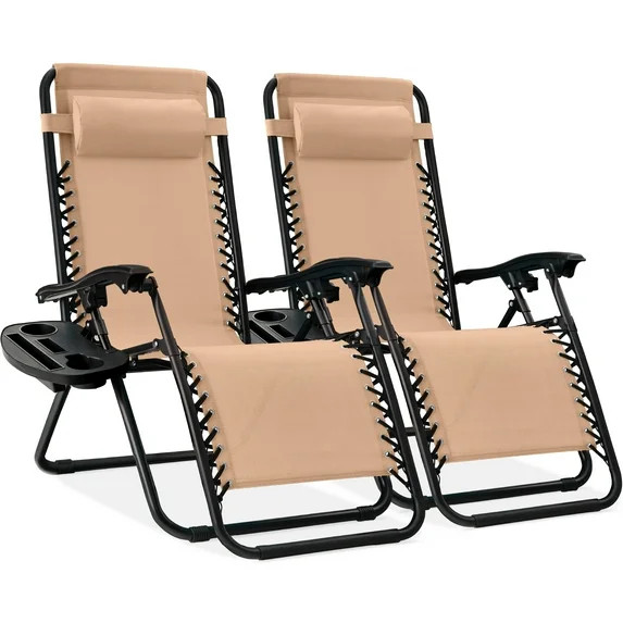 Best Choice Products Set of 2 Zero Gravity Lounge Chair Recliners for Patio, Pool w/ Cup Holder T... | Walmart (US)
