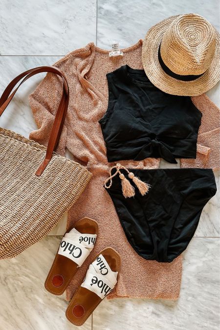 Beach vacation outfit idea. If you love a two piece, but want more coverage, this is a great option. The bottoms are very high rise, and the top is more like a cropped tank. I have both in small.

#LTKstyletip #LTKswim #LTKtravel