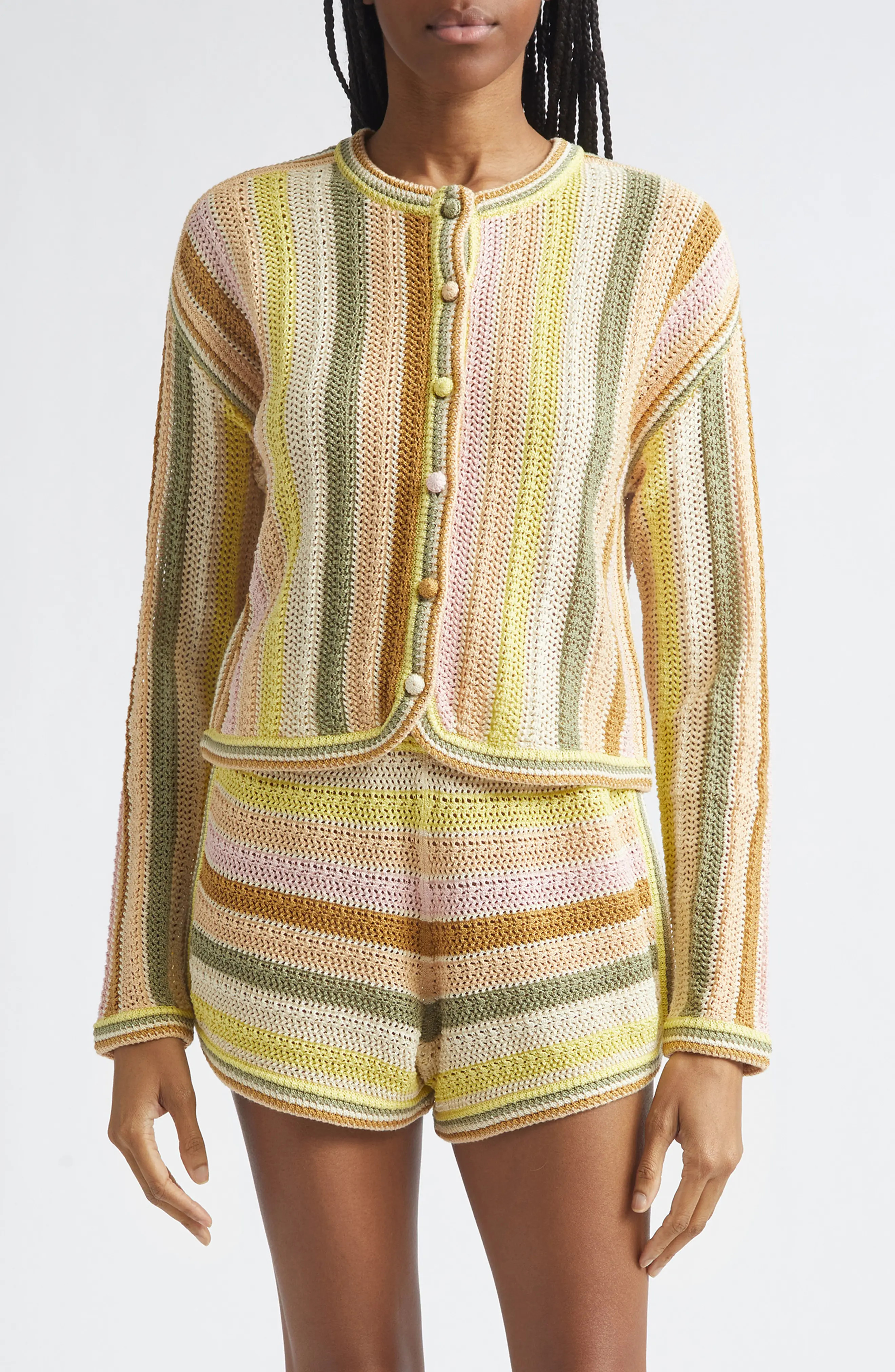 Indra Stripe Cotton Open Stitch Cardigan (Women) | Nordstrom | Nordstrom