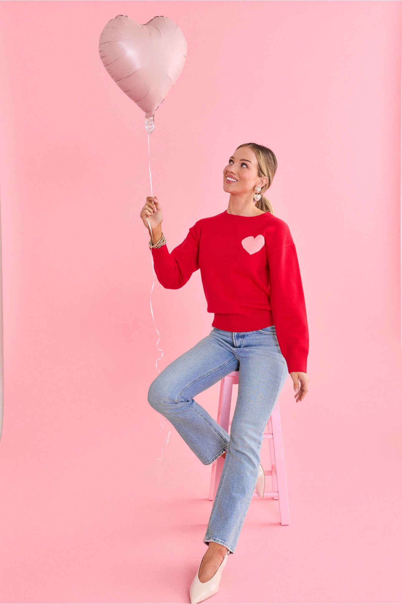 Hannah Red Heart Knit Sweater | Avara
