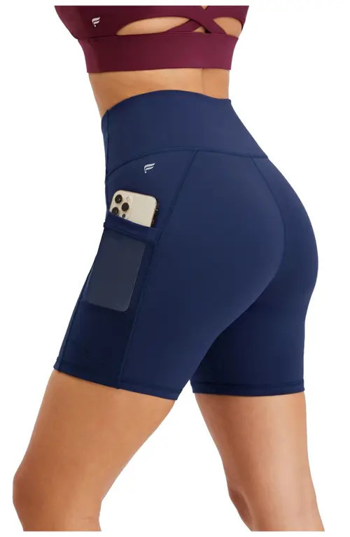 Fabletics On-The-Go PowerHold® High-Waisted 6'' Short in Deep Navy at Nordstrom, Size Xx-Large | Nordstrom