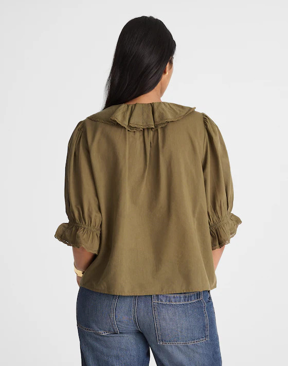 Pintucked Ruffled Puff-Sleeve Top | Madewell