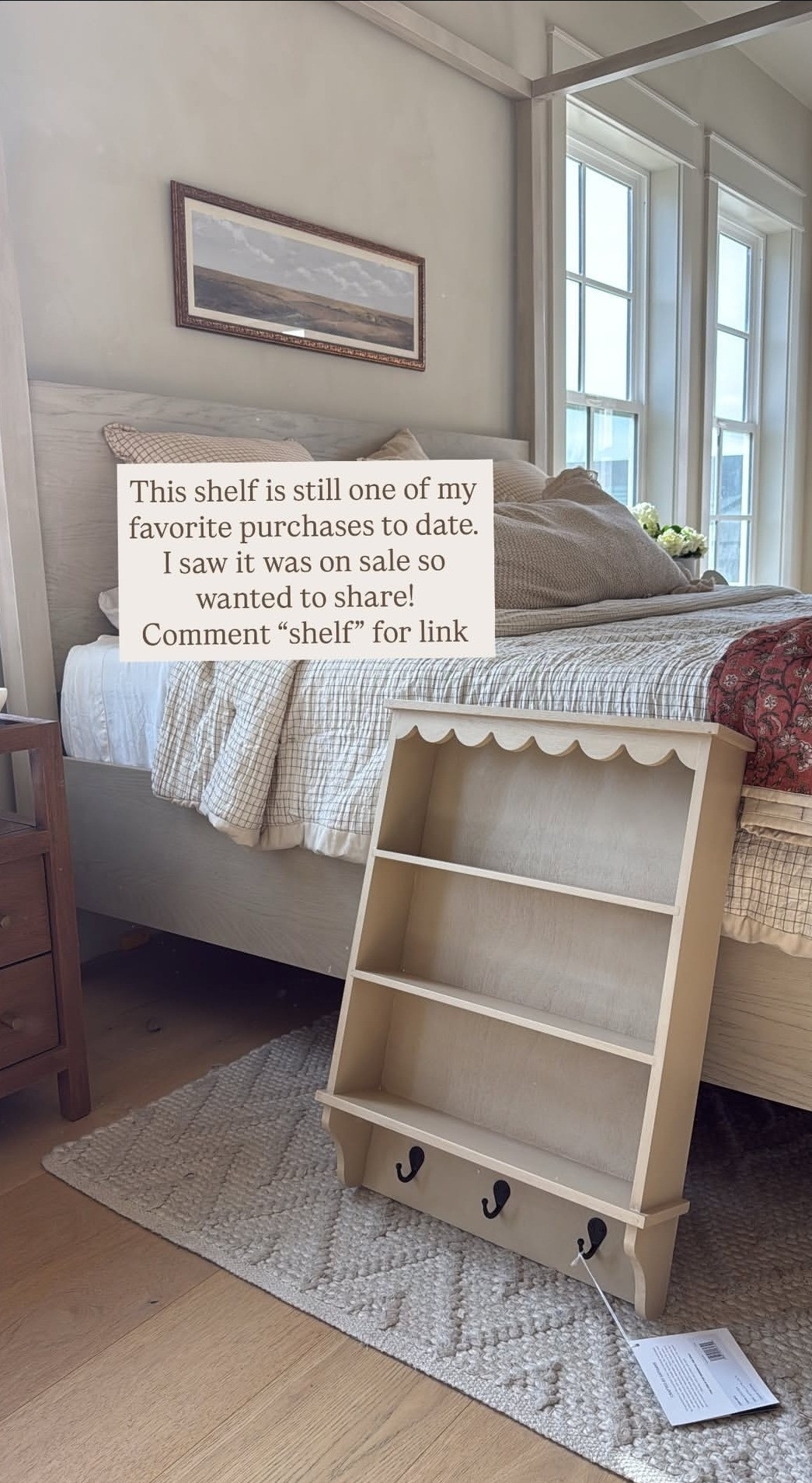 Still one of my favorite purchases ever. The scalloped detail and the hooks?? Such a good shelf to add to a kid's room, laundry room, or bathroom. 

 #LTKHome