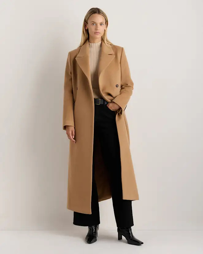 Camel Hair Double-Breasted Long Wrap Coat | Quince