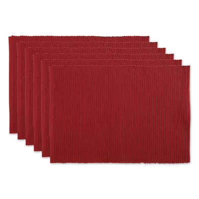 DII Ribbed Solid Placemat Set 6 Piece, Barn Red, 13x19" | Target