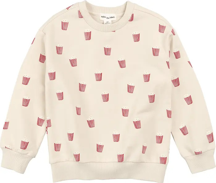 MILES THE LABEL Kids' Popcorn Print French Terry Sweatshirt | Nordstrom | Nordstrom