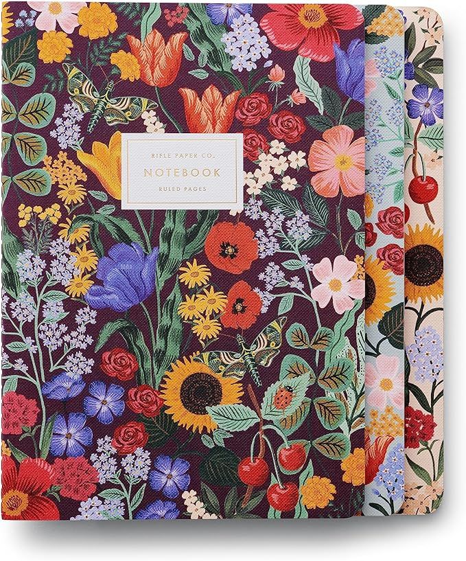 RIFLE PAPER CO. Blossom Stitched Notebook Set, Assorted Set of 3 Notebooks, 64 Ruled Pages with G... | Amazon (US)