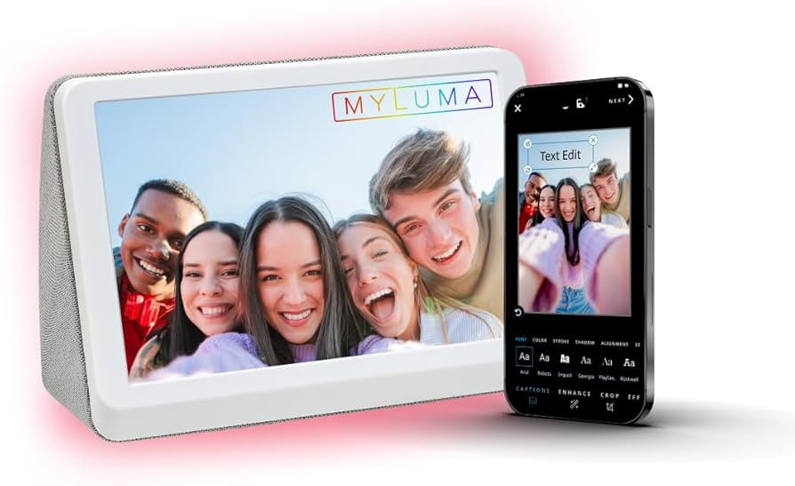 PhotoShare MyLuma LED 7” WiFi Digital Photo Frame with LEDs and Soft Touch Back Panel | Send Ph... | Amazon (US)
