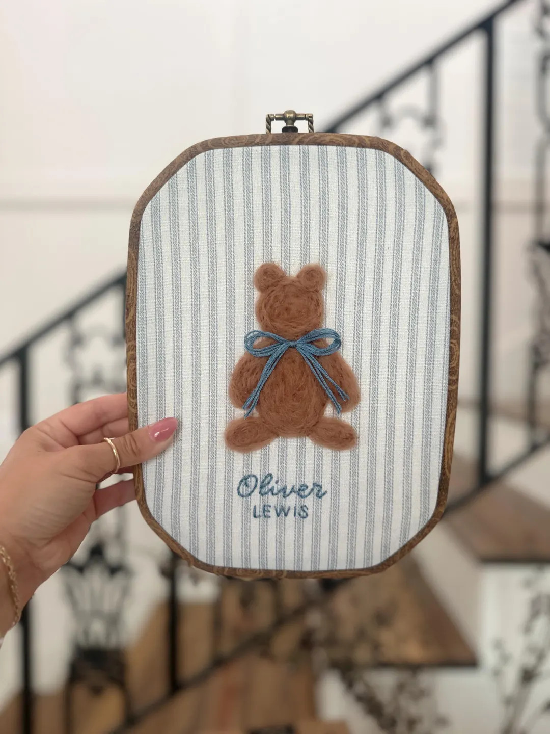 Personalized Teddy Bear Nursery Wall Art – Custom Needle Felt Bear with Baby Name –  Embroide... | Etsy (Global)