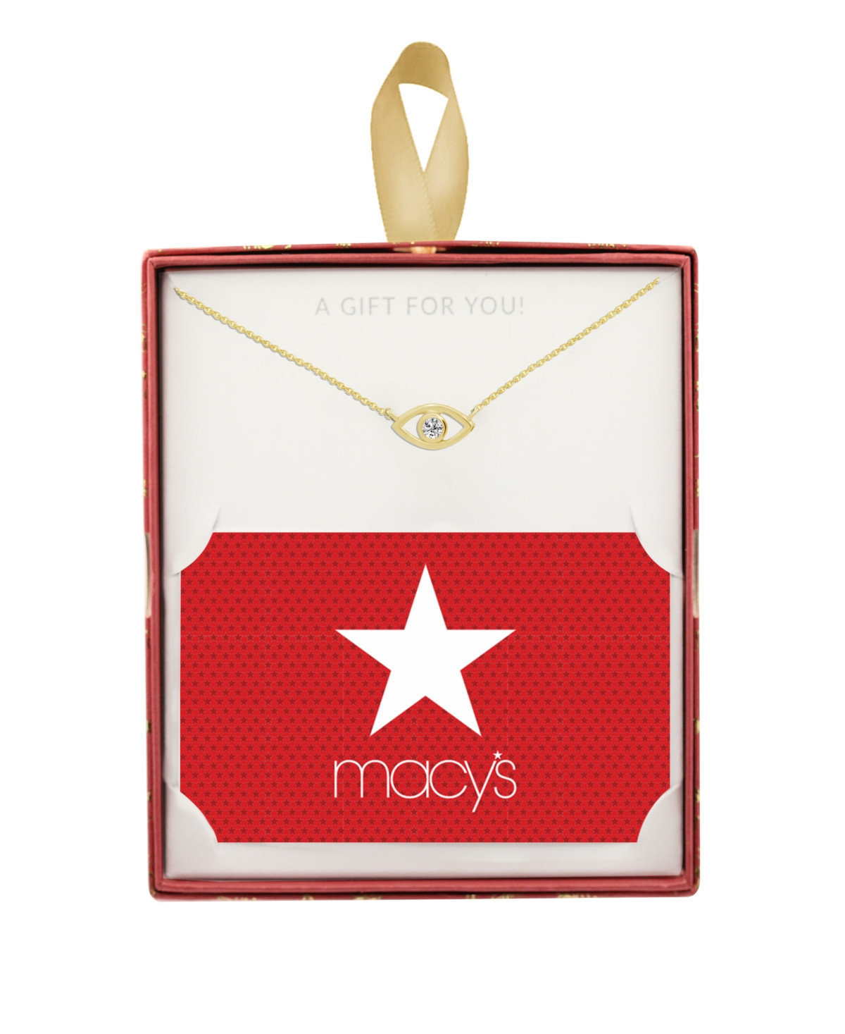 Cubic Zirconia Evil Eye Gold Plate Necklace in Gift Card Box - Gold-Tone | Macy's