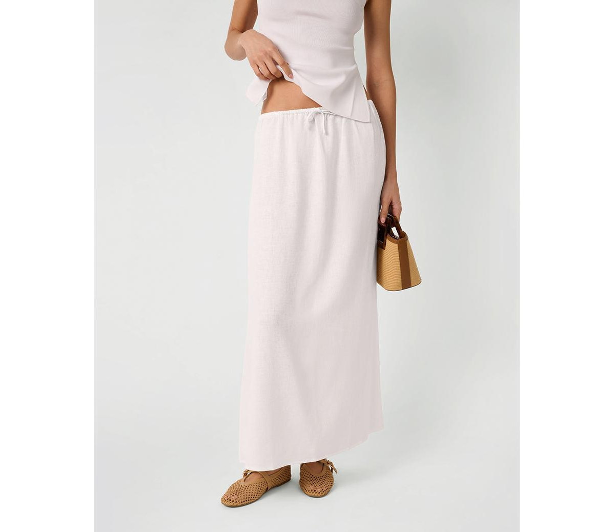 WeWoreWhat Women's Tie Waist Linen Skirt - Classic white | Macy's