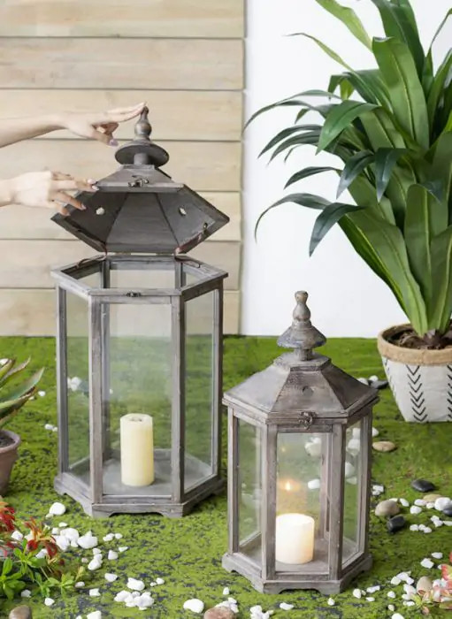 Garden Gazebo Candle Lanterns Set of 2 | Antique Farm House