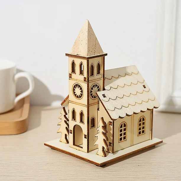 Naturegr Christmas Decoration Cute Deer Christmas Tree Church Log Cabin Craft Desktop Ornament Mi... | Walmart (US)