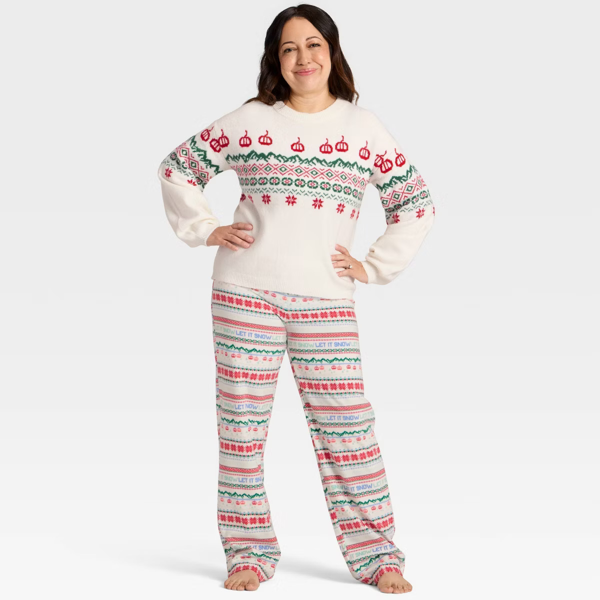 Women's "Let it Snow" Fair Isle Microfleece Holiday Matching Family Pajama Pants - Wondershop™ ... | Target