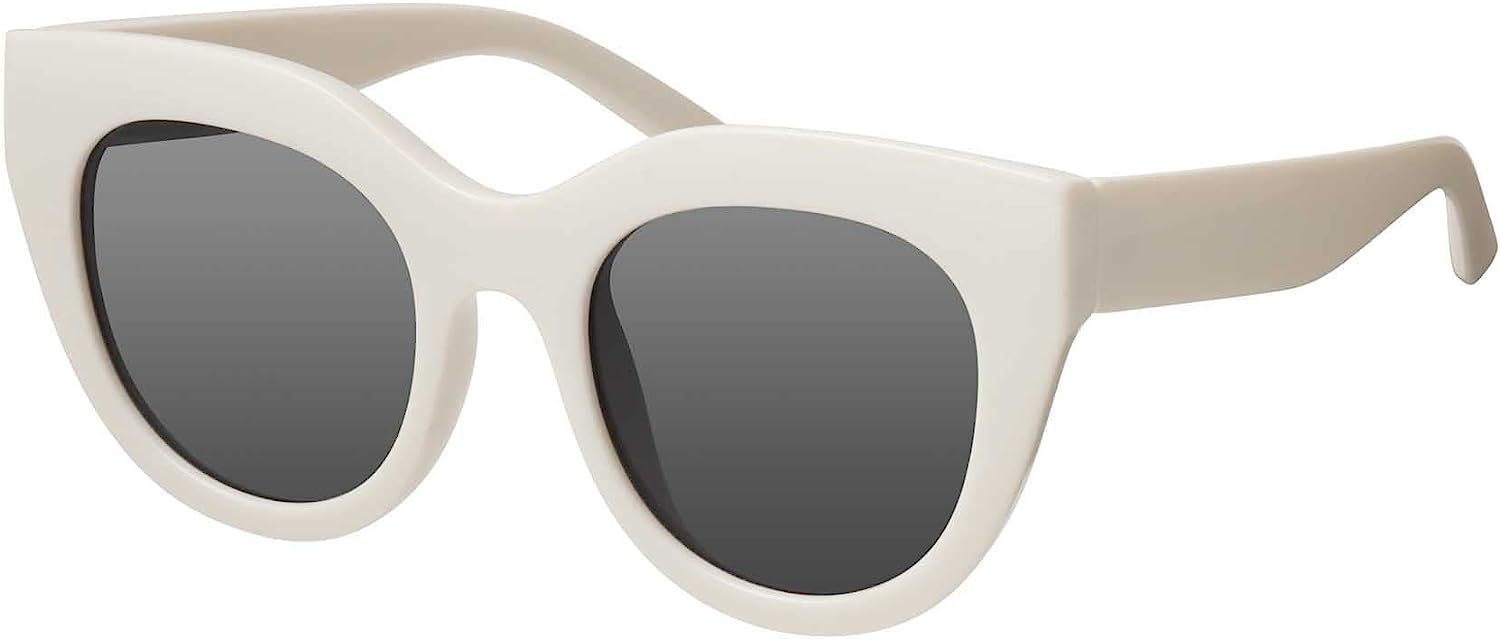 Amazon.com: mosanana Cat Eye Sunglasses for Women Round Creamy White Trendy Cool Cute Funky Fashi... | Amazon (US)