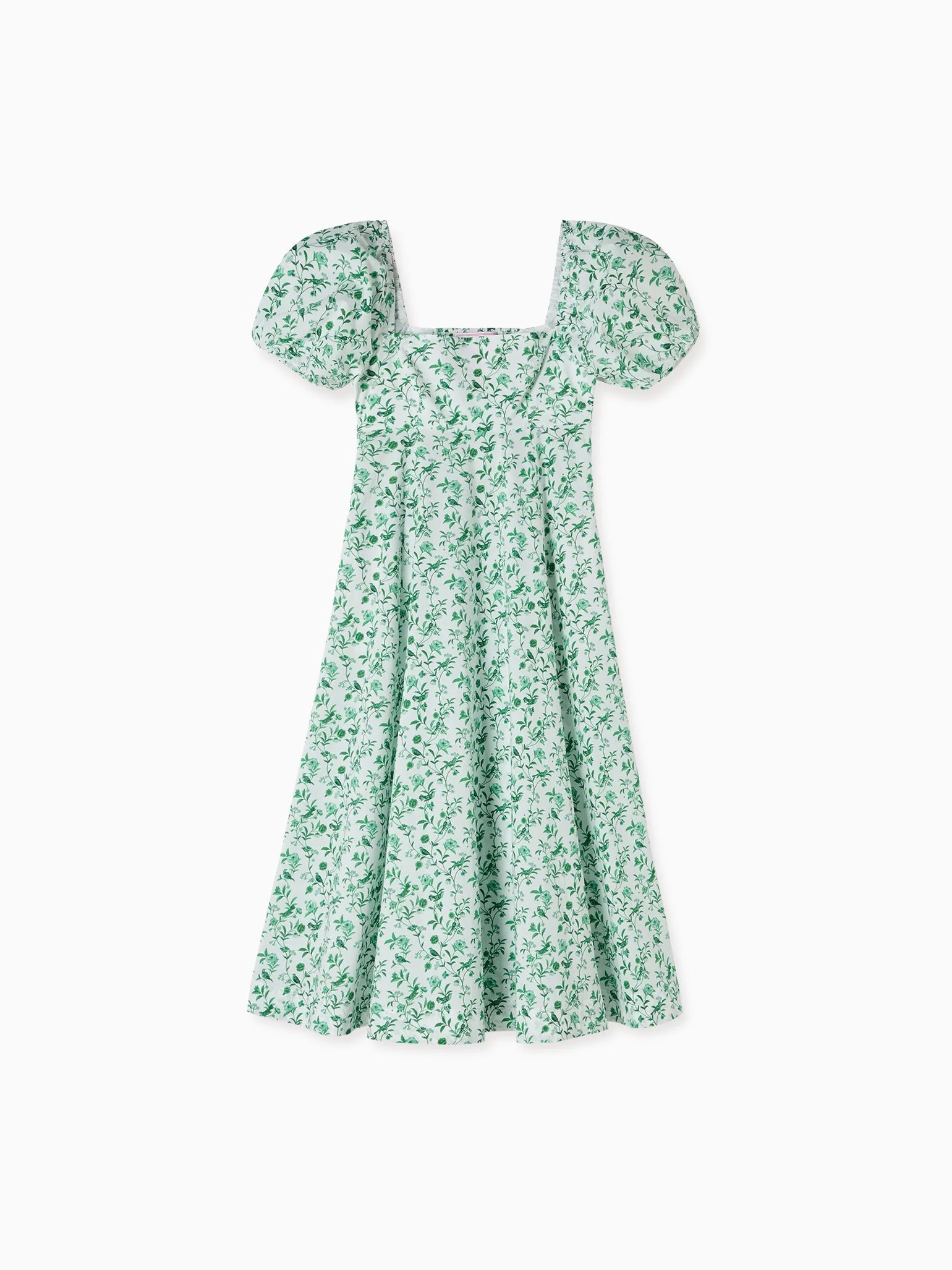 Hill House Home X La Coqueta Green Bird Floral Women Matilda Dress | La Coqueta (US)