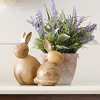 new!Linden Street Wood Bunny Figurines | JCPenney