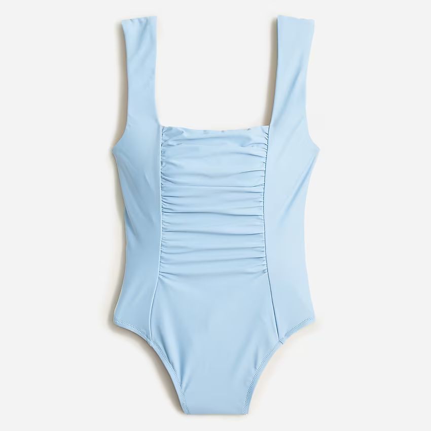 Ruched squareneck one-piece | J.Crew US