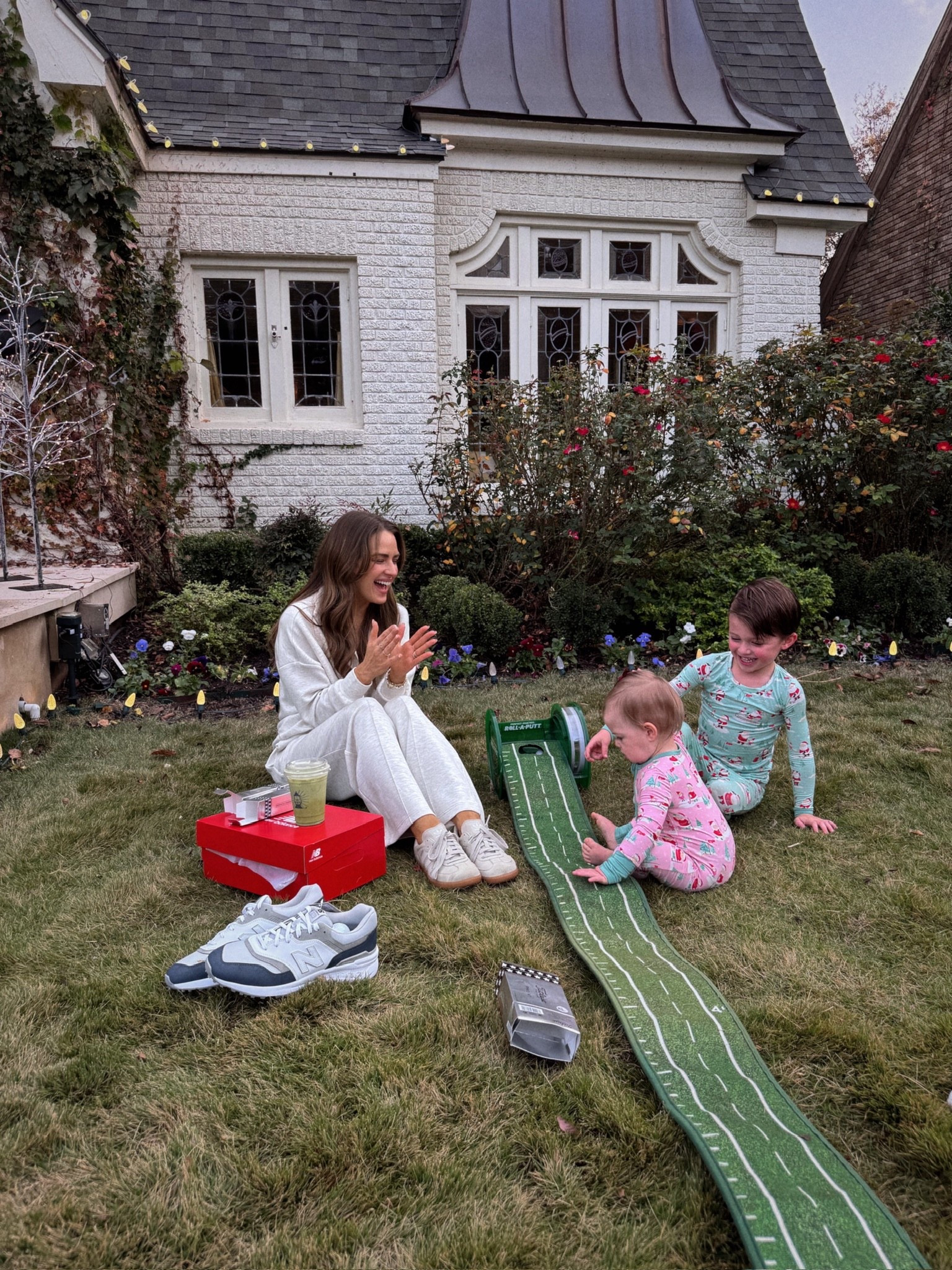 When your husband says you have coffee (or in my case matcha) at home you gotta remind him you have golf balls & grass at home, too.😂

I don’t even think he’ll be mad with the new golf shoes I got him as an early Christmas gift (I’m the worst at waiting to give people their gifts– anyone else!?) & when he sees how cute the kids are in their matching golf PJs.⛳️They have Santa & Mrs. Claus playing golf with elves using candy canes.. soo cute. I loooove. All of this + my set were found via @PGATOURSuperstore. I linked all of this & more top gift ideas here. our move, husband. #PGATSS #PGATOURSuperstore #liketkit
