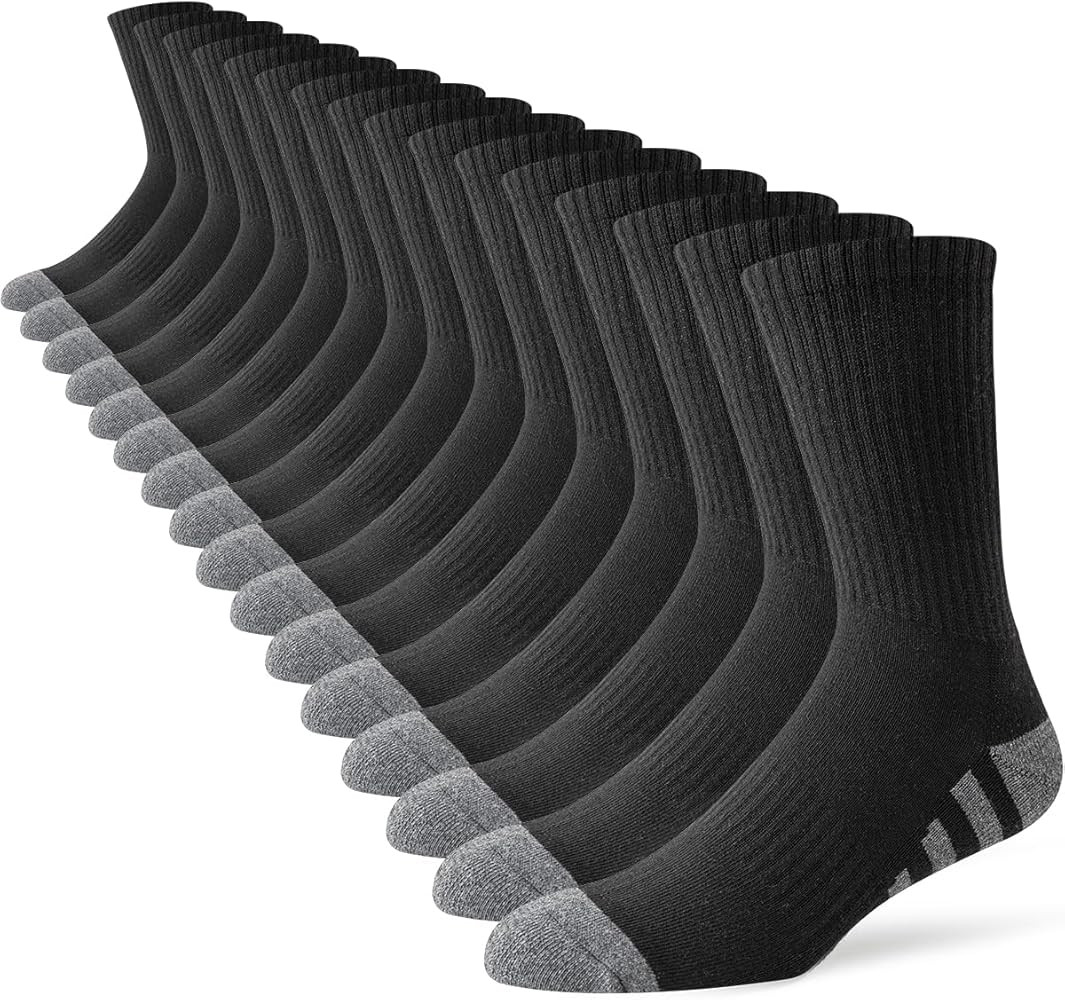JOYNÉE 8 Pairs Mens Crew Work Cushion Socks Long Athletic Running Socks Workout Breathable Socks | Amazon (US)