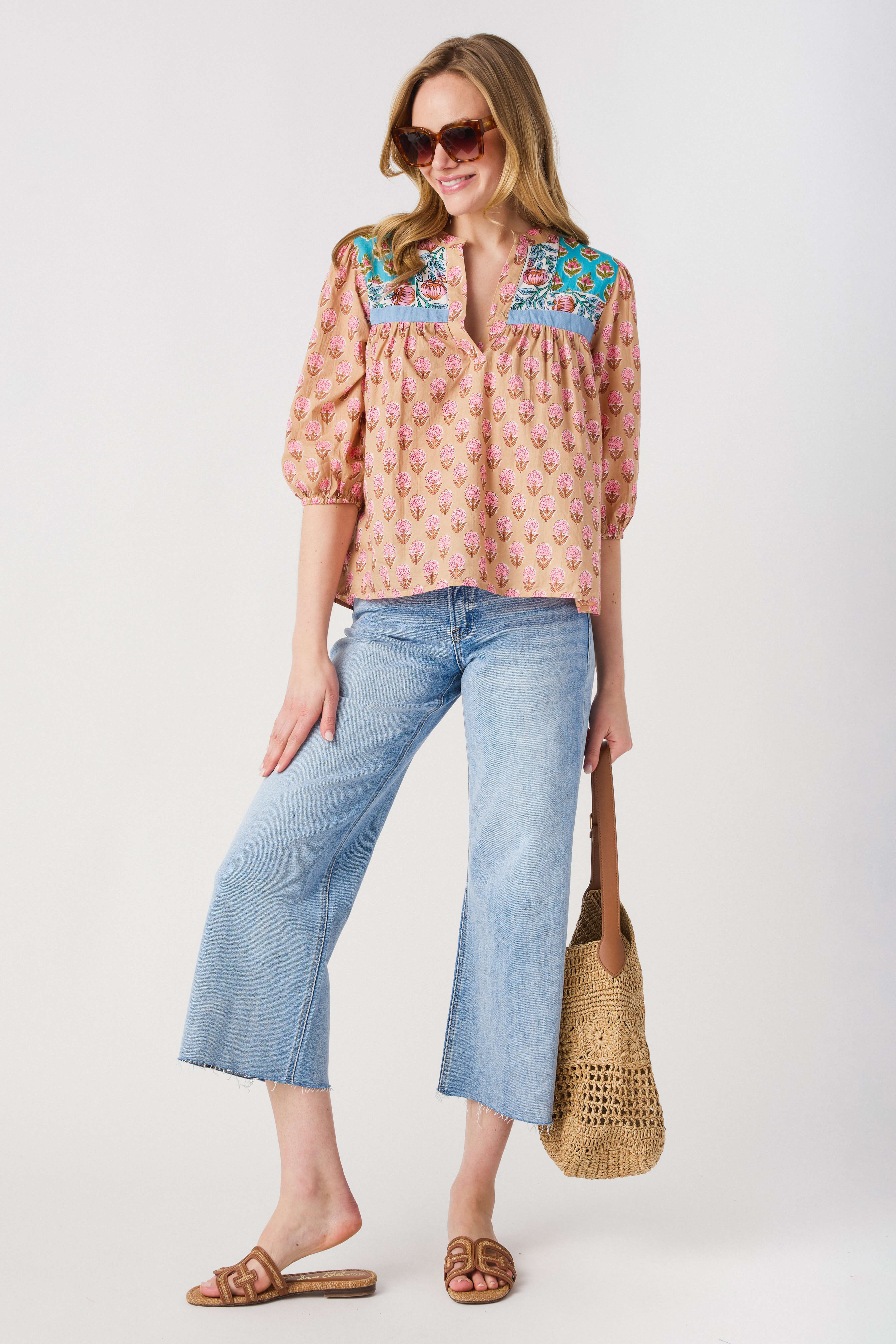 Risen Jenny High Rise Raw Hem Crop Wide Leg Jeans | Social Threads