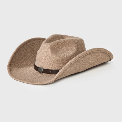 Faux Felt Embellished Band Fedora Hat - Universal Thread™ Taupe S/M | Target