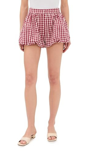 MAUDE CLUB Women's Capri Shorts, Berry Gingham, L | Amazon (US)