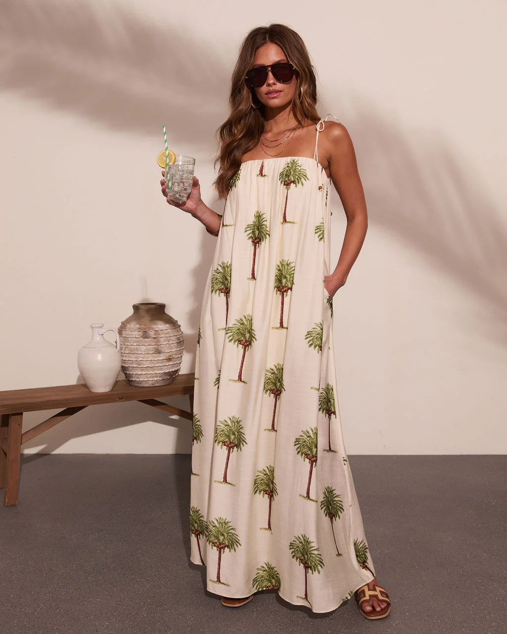 Tropic Treasure Palm Print Maxi Dress | VICI
