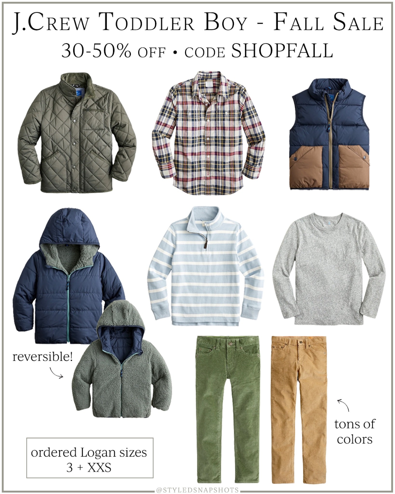 Jcrew Sale - toddler boy fall style 
30-50% off with code SHOPFALL
Ordered Logan size 3/xxs 

Toddler jacket, kids jacket 

#LTKSeasonal #LTKkids #LTKunder100
