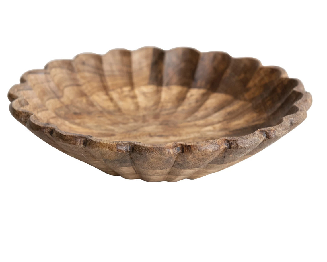 Mango Wood Scalloped Bowl | Fiddle & Fig