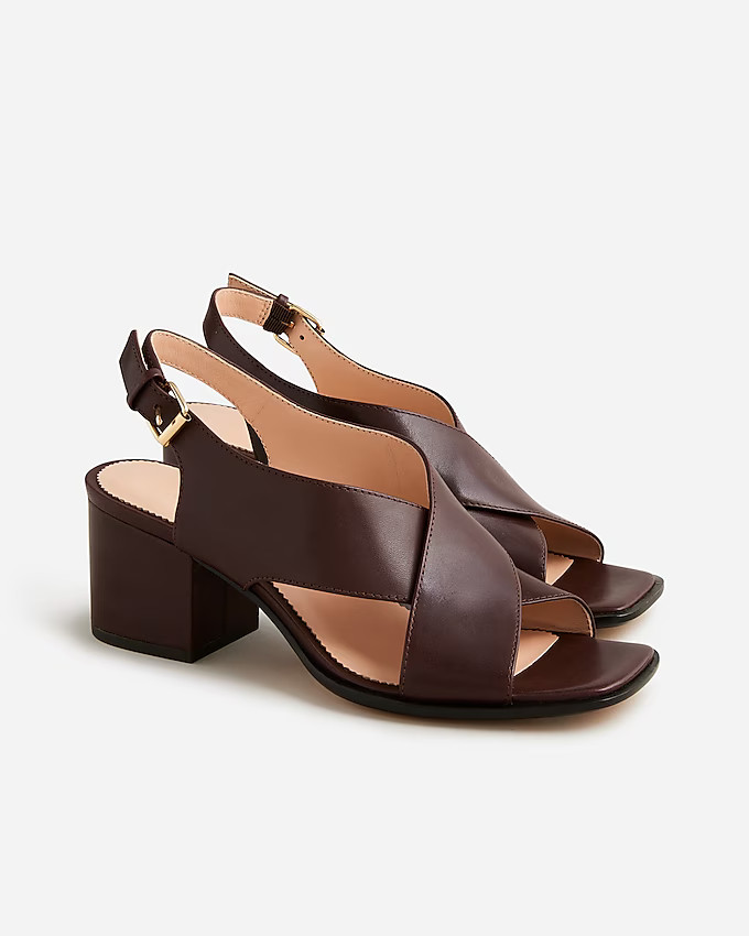 Dylan crisscross block-heel sandals in leather | J. Crew US