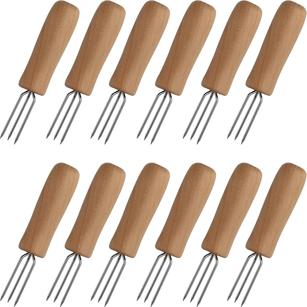 Corn On The Cob Holders Set of 12 Stainless Steel Corn Cob Holders with Wooden Handle Cob Skewers... | Amazon (US)