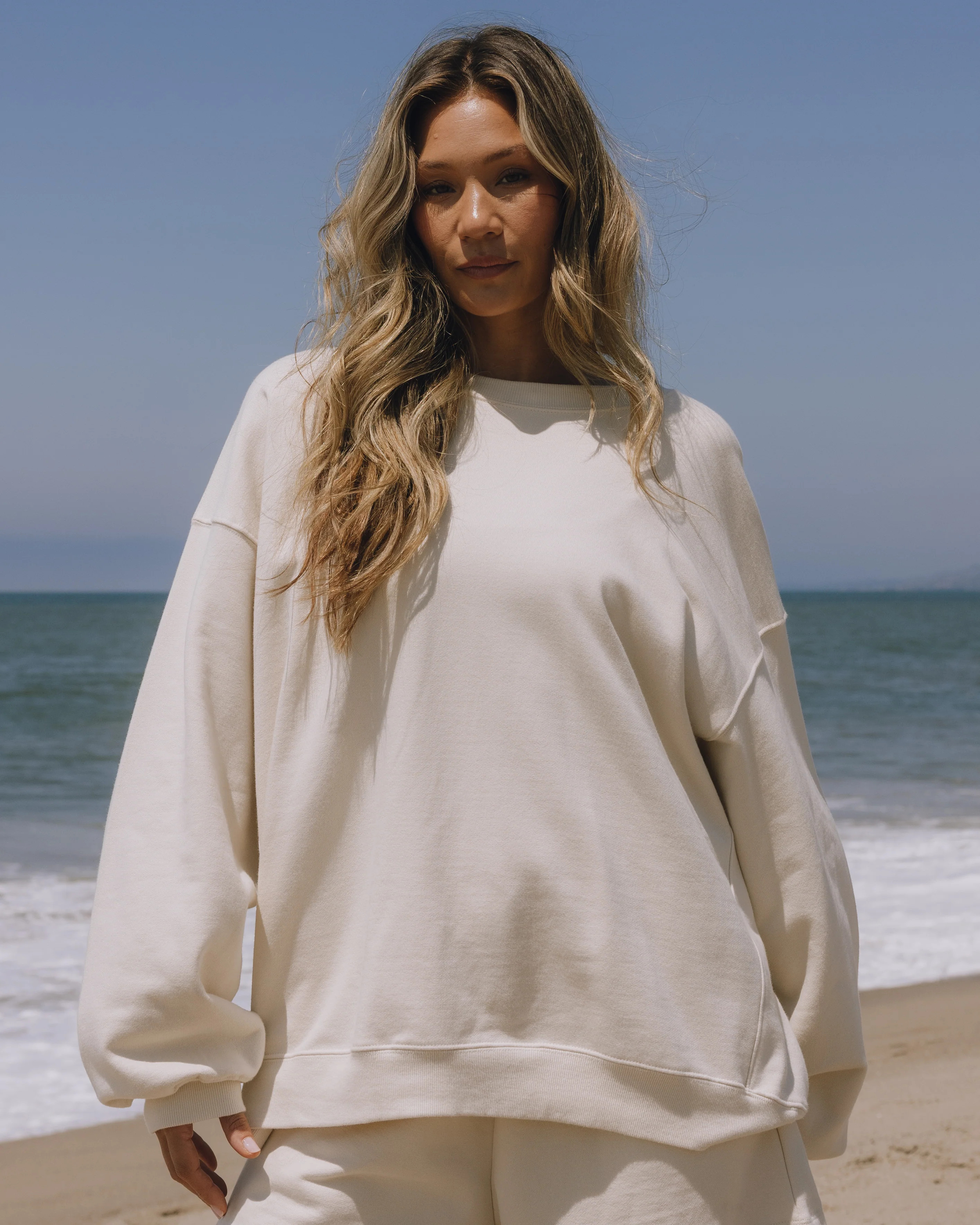 Unisex Oversized Crew - Sand | Daily Drills LLC